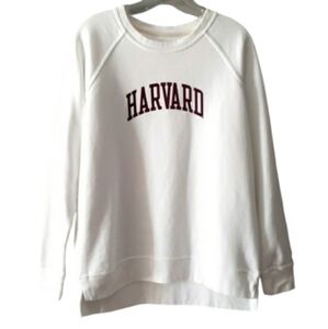League Harvard Crewneck Sweatshirt White Burgundy Pullover